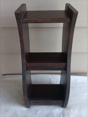 Counter Or Wall Hanging Shelf. Dark Walnut Stain. 14"H X 6" Across Front X 5" W